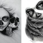 catrinas diseños bocetos tatuajes 28 » 50 Diseños de Catrinas y Bocetos de Tatuajes de Calaveras Mexicanas 34