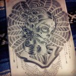 catrinas diseños bocetos tatuajes 8 » 50 Diseños de Catrinas y Bocetos de Tatuajes de Calaveras Mexicanas 18
